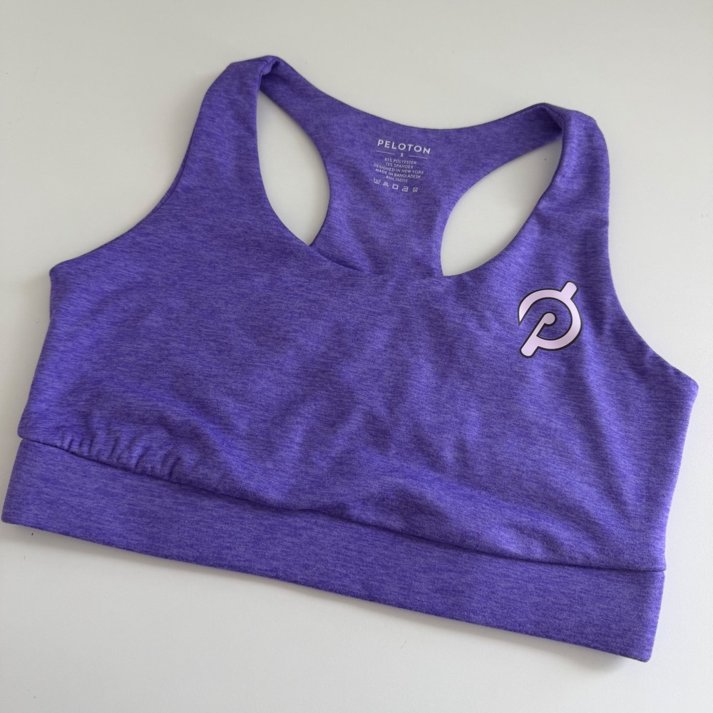 Peloton Womens Purple Heathered Slash Back Racerback Sports Bra Small RN 150110